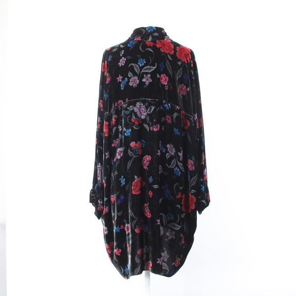 Johnny Was Wrap Sz S Black Red Multi Color Velour Pockets No Fabric Label Wrap