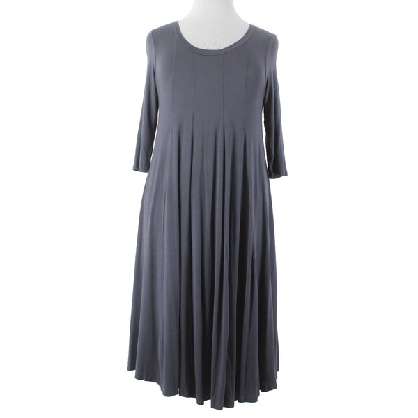 Pastel Vivienne Dress Sz 3XL Gray Pleated Half Sleeve Round Neck Rayon Spandex
