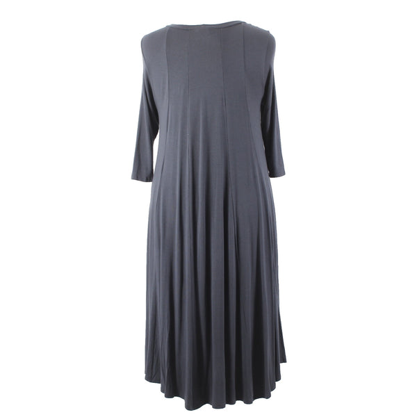 Pastel Vivienne Dress Sz 3XL Gray Pleated Half Sleeve Round Neck Rayon Spandex