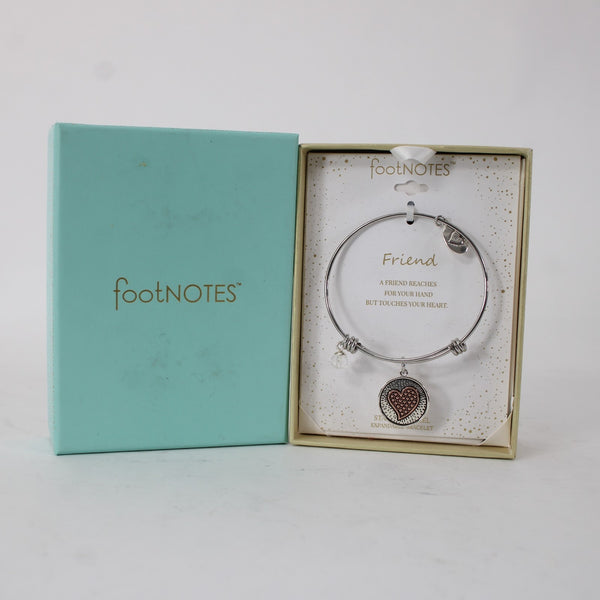 Foot Notes Bracelet NEW Friend Silver Tone Stainless Steel Expandable Bracelet