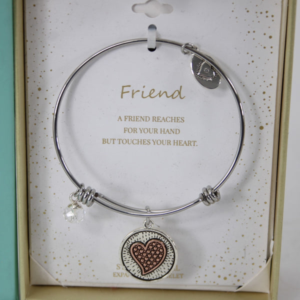 Foot Notes Bracelet NEW Friend Silver Tone Stainless Steel Expandable Bracelet