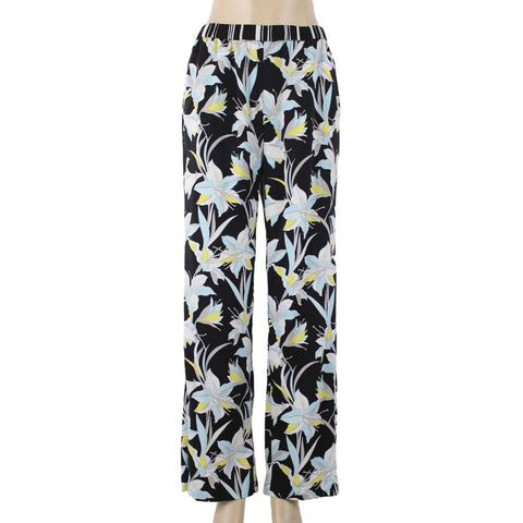 Bar III Sz M X 32 Black White Yellow Elastic Waist Split Ankle 100% Poly Pant
