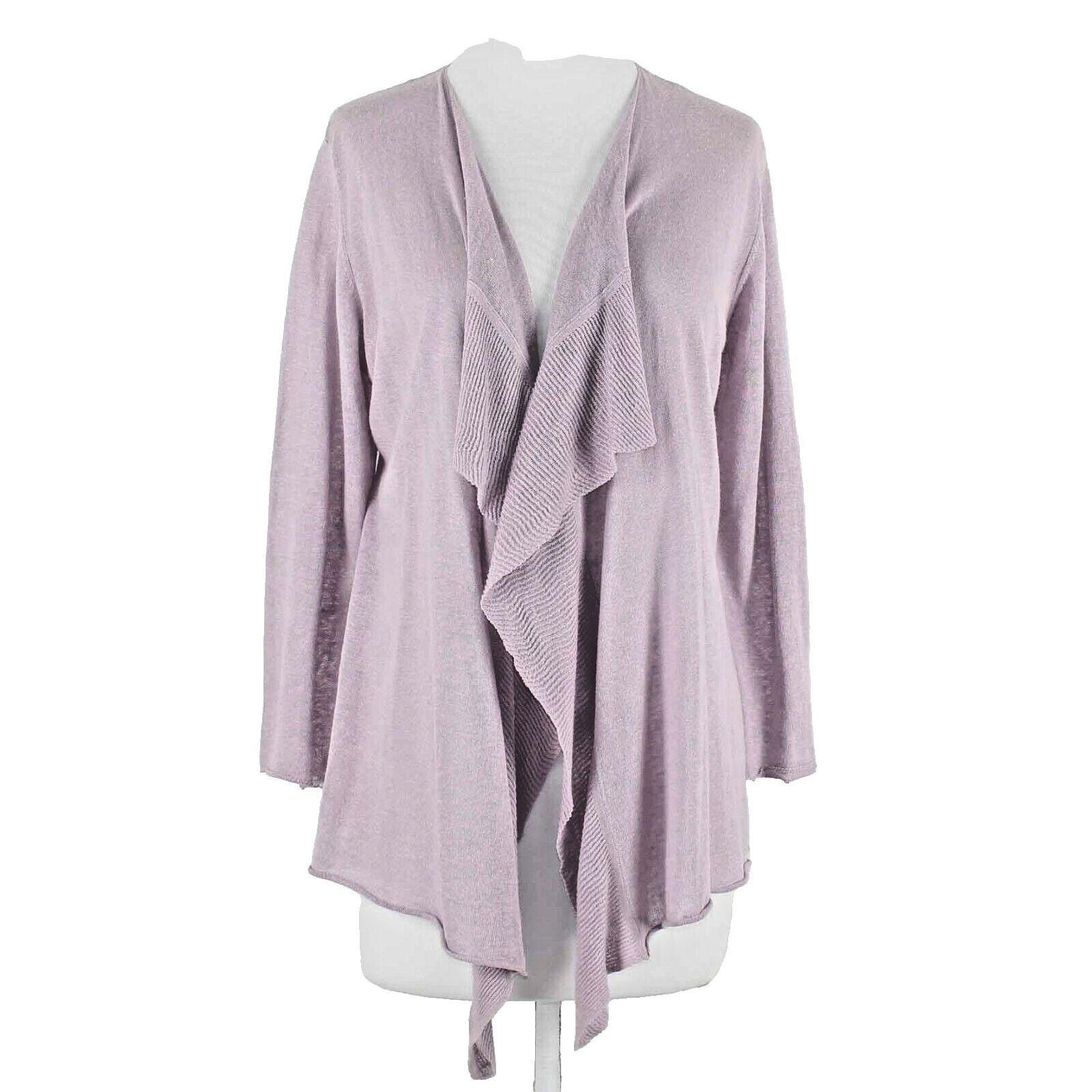 ISDA & CO NEW $109 Sz L Lavender Open Fall Front Linen Cotton Wrap Cardigan
