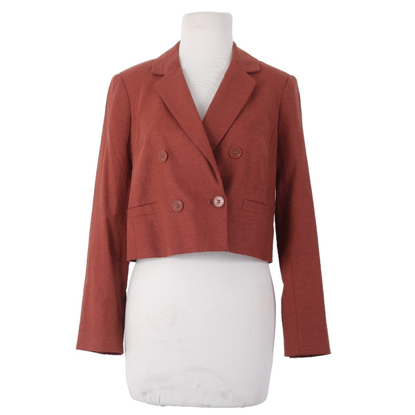 Express Jacket NEW $128 Sz S Rust Red Collared Double Breasted Linen Rayon