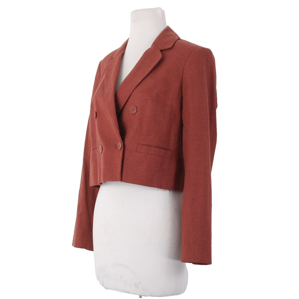 Express Jacket NEW $128 Sz S Rust Red Collared Double Breasted Linen Rayon