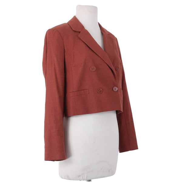 Express Jacket NEW $128 Sz S Rust Red Collared Double Breasted Linen Rayon