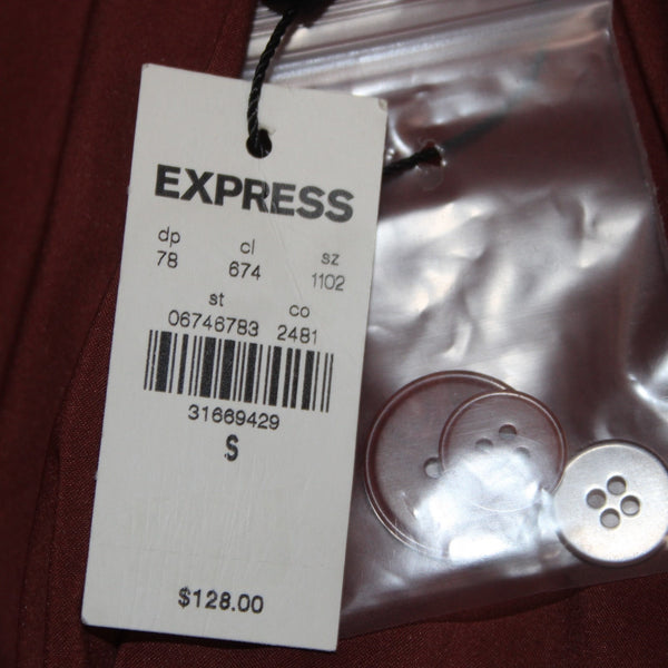 Express Jacket NEW $128 Sz S Rust Red Collared Double Breasted Linen Rayon