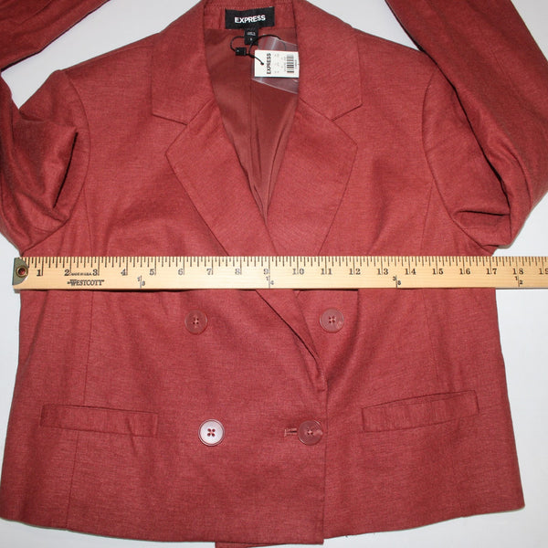 Express Jacket NEW $128 Sz S Rust Red Collared Double Breasted Linen Rayon
