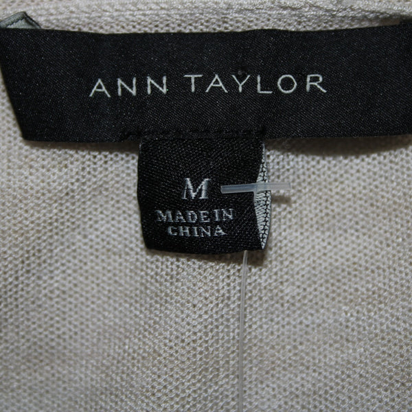 Ann Taylor NEW $70 Tan Sheer Draped Collar Long Sleeve 100% Viscose Wrap Jacket