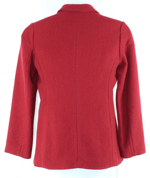 J Jill NEW $119 Sz M Deep Claret Red Wool Acrylic Poly Lined Textured Jacket