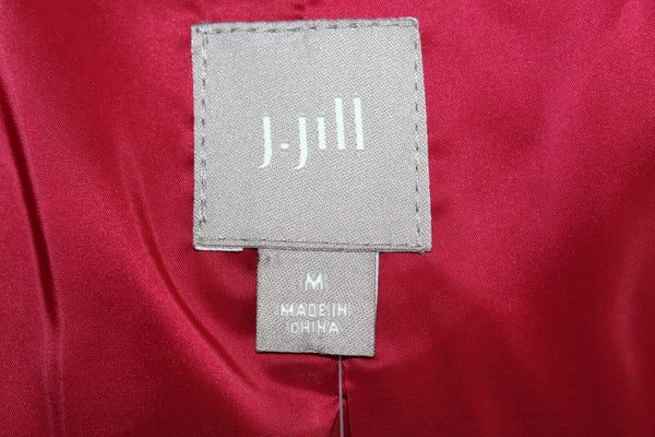 J Jill NEW $119 Sz M Deep Claret Red Wool Acrylic Poly Lined Textured Jacket