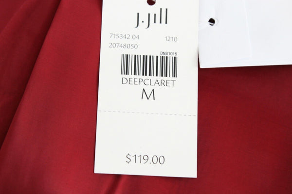 J Jill NEW $119 Sz M Deep Claret Red Wool Acrylic Poly Lined Textured Jacket