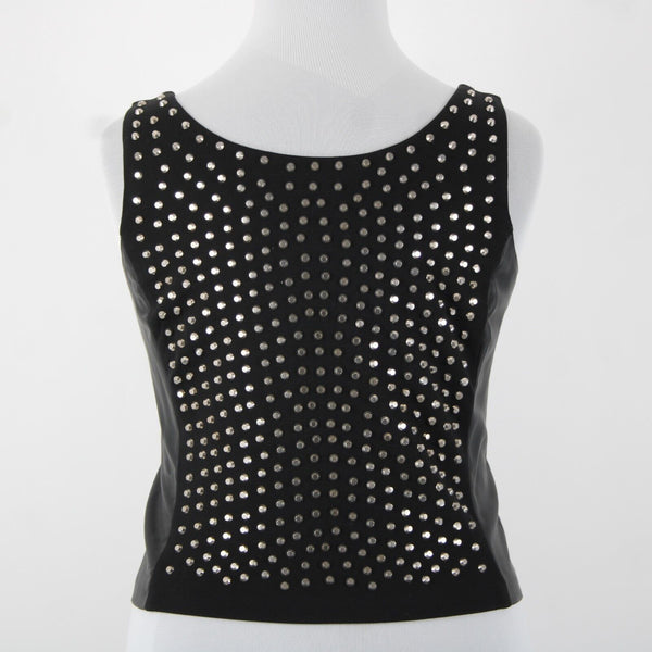 Michael Kors NEW $300 Sz 14 Black Silver Stud Faux Leather Lined 2 Way Wear Vest