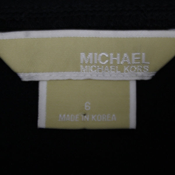 Michael Kors Sz 6 Black Silver Rivets Keyholes Elastic Waist 100% Poly Skirt