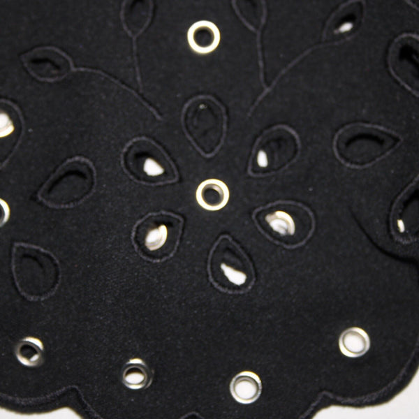 Michael Kors Sz 6 Black Silver Rivets Keyholes Elastic Waist 100% Poly Skirt
