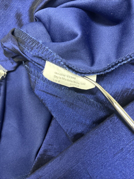 Joseph Ribkoff Sz 12 Navy Blue Unlined Ruched Bodycon Zipper Detail Dress