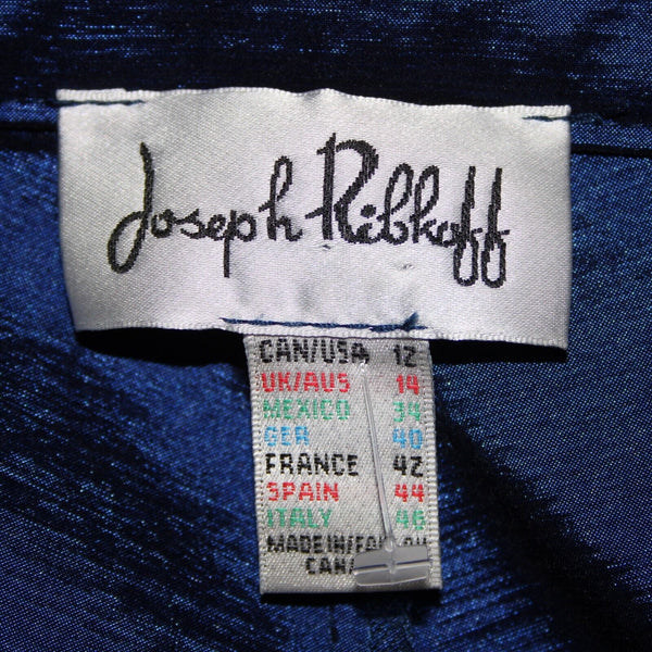Joseph Ribkoff Sz 12 Navy Blue Unlined Ruched Bodycon Zipper Detail Dress