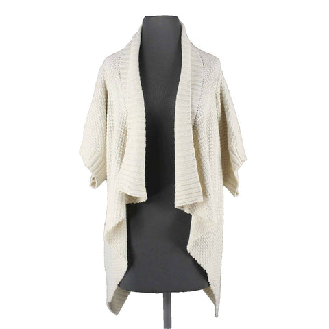 Alythea Sz M Cream Knit Open Asymmetrical 100% Acrylic Cardigan Wrap 305B