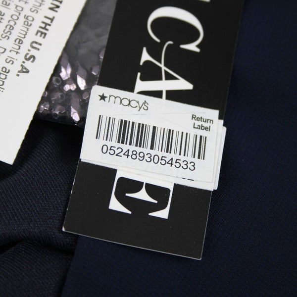 Xscape NEW $189 Sz 6P Navy Blue Beaded Lined Cold Shoulder Poly Spandex Dress