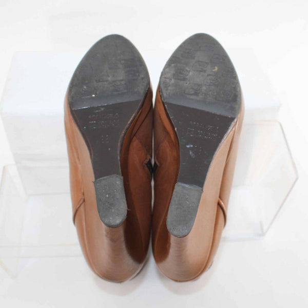 Fiorangelo NEW $436 Sz 38 Brown Winter 100% Leather Wedge 4" Boot