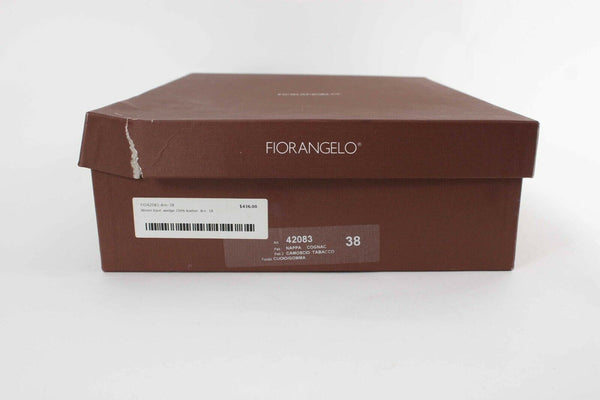 Fiorangelo NEW $436 Sz 38 Brown Winter 100% Leather Wedge 4" Boot