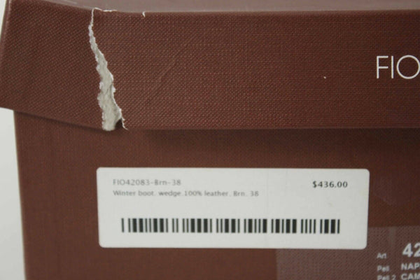 Fiorangelo NEW $436 Sz 38 Brown Winter 100% Leather Wedge 4" Boot