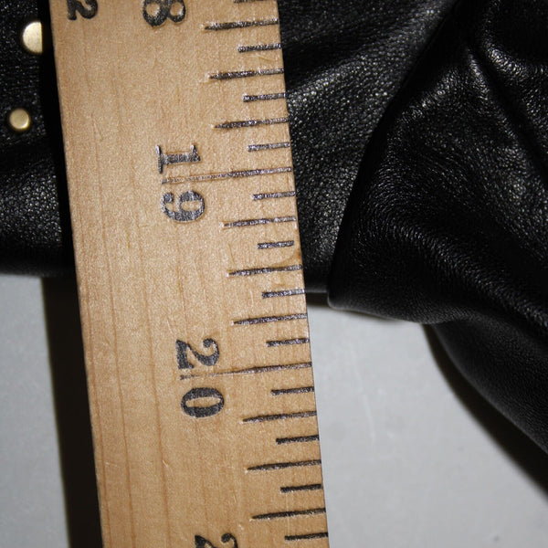 Dana Buchman Sz 12 Black Gold Stud Zipper 100% Leather Acetate Lined Jacket