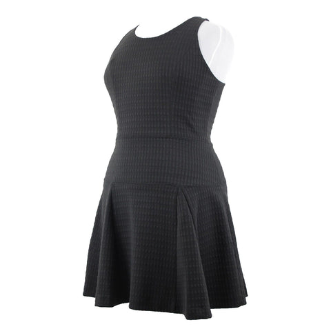 Banana Republic Sz 12 Black Textured Sleeveless Ruffle Polyester Spandex Dress
