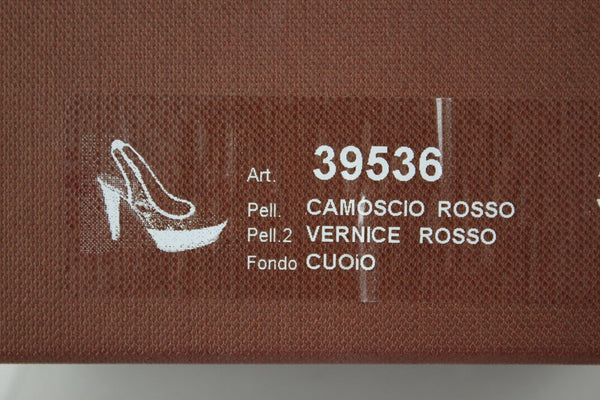 Fiorangelo $303 Sz 39 Red Suede Leather Platform Slingback 4.75" Heels