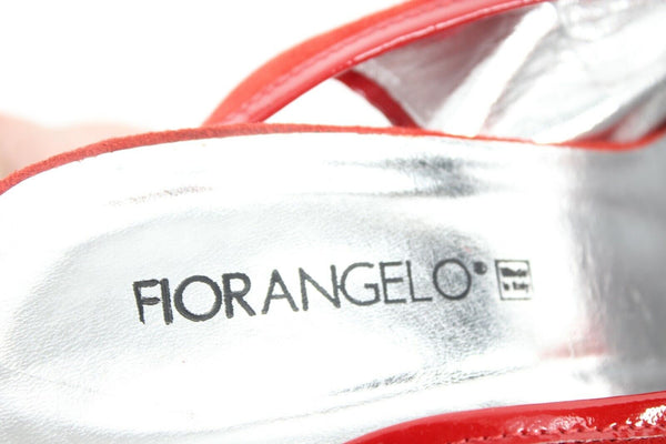 Fiorangelo $303 Sz 39 Red Suede Leather Platform Slingback 4.75" Heels
