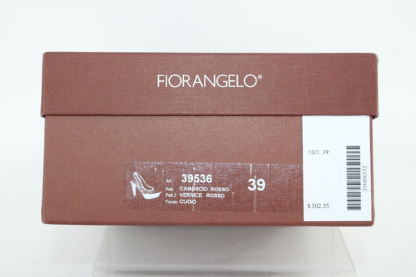 Fiorangelo $303 Sz 39 Red Suede Leather Platform Slingback 4.75" Heels