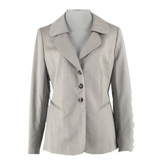 Ellen Tracy New $498 Sz 8 Truffle Taupe Black Mini Herringbone Blazer Jacket