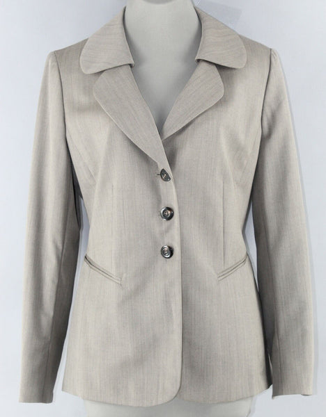 Ellen Tracy New $498 Sz 8 Truffle Taupe Black Mini Herringbone Blazer Jacket
