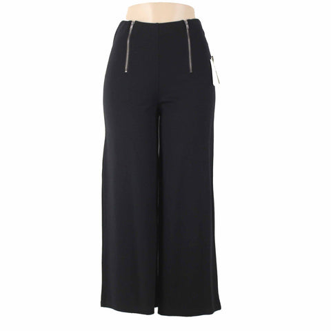 June & Hudson NEW $30 Sz S X 26 Black Zipper Rayon Nylon Spandex Flare Crop Pant