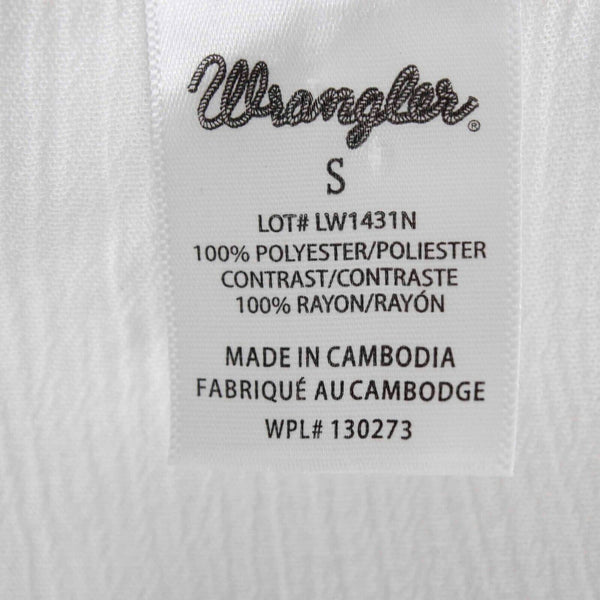 Wrangler Sz S White Tie Neck Lace Applique Asymmetric Poly Rayon Top