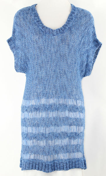 Twiggy London Sz L Heather Blue Drop Shoulder Knit Acrylic Nylon Sweater