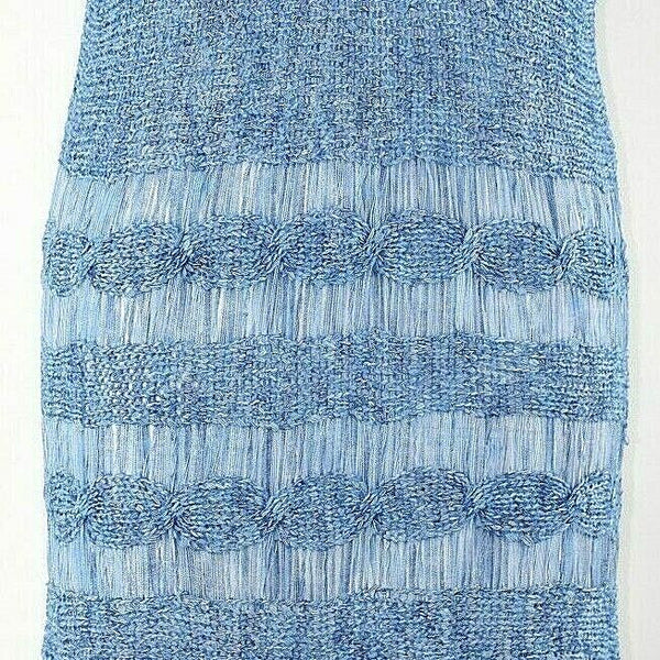 Twiggy London Sz L Heather Blue Drop Shoulder Knit Acrylic Nylon Sweater