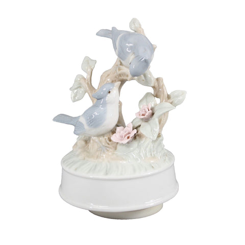 George Good Blue Birds Porcelain 8" Music Box