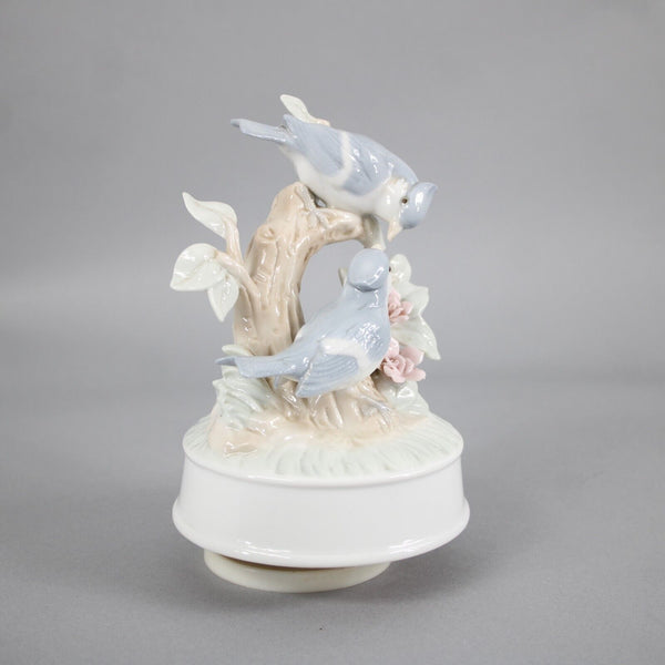 George Good Blue Birds Porcelain 8" Music Box