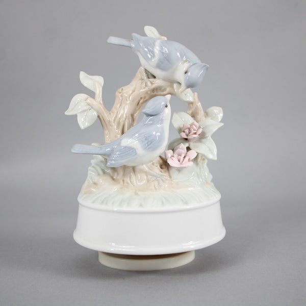 George Good Blue Birds Porcelain 8" Music Box