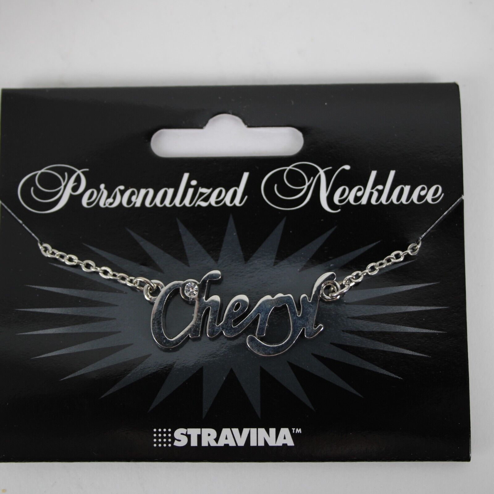 CHERYL NEW Name Silvertone Rhinestone 14.5" w 4.5" Multi Ring Extender Necklace