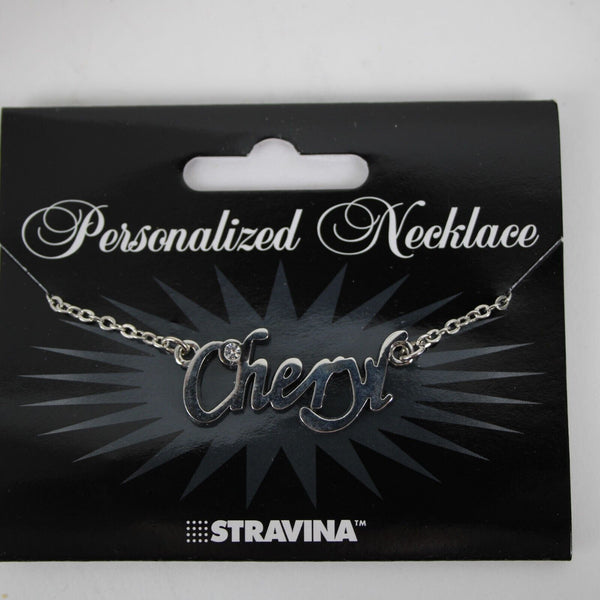 CHERYL NEW Name Silvertone Rhinestone 14.5" w 4.5" Multi Ring Extender Necklace