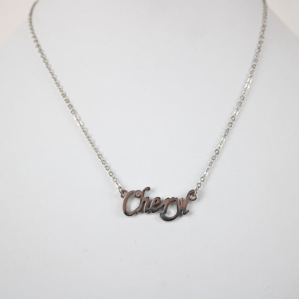 CHERYL NEW Name Silvertone Rhinestone 14.5" w 4.5" Multi Ring Extender Necklace