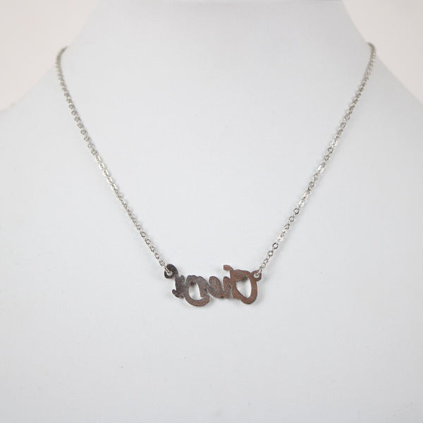 CHERYL NEW Name Silvertone Rhinestone 14.5" w 4.5" Multi Ring Extender Necklace