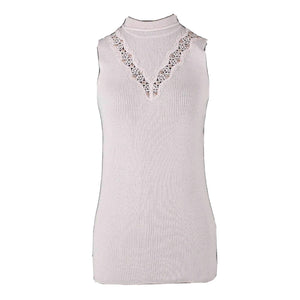 Elie Tahari NEW $198 Sz SP Blush Rose Gold Bead Lace 100% Wool Knit Top