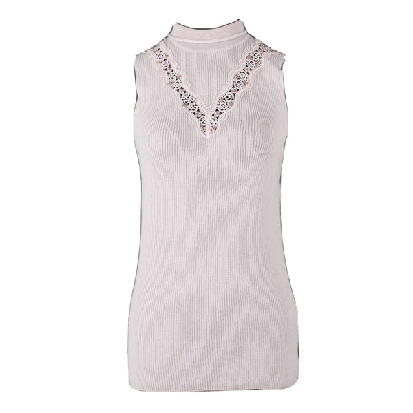 Elie Tahari NEW $198 Sz SP Blush Rose Gold Bead Lace 100% Wool Knit Top