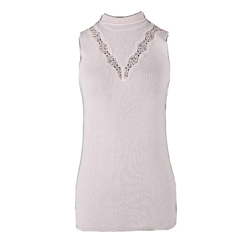 Elie Tahari NEW $198 Sz SP Blush Rose Gold Bead Lace 100% Wool Knit Top