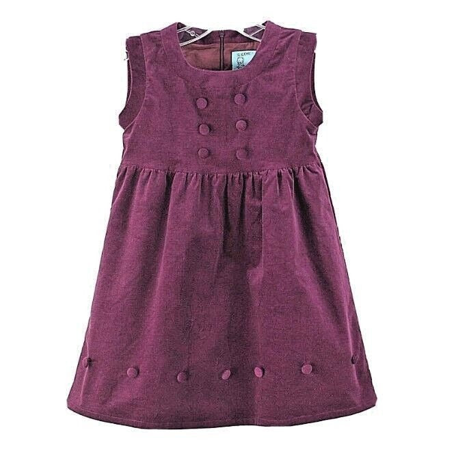 Ga Ga Chic Mira NEW $48 Sz 4T Purple 100% Cotton Velveteen Button Dress