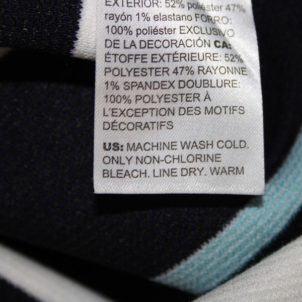 White House Black Market Sz 2 Navy Blue White Striped Lined Poly Rayon Dress