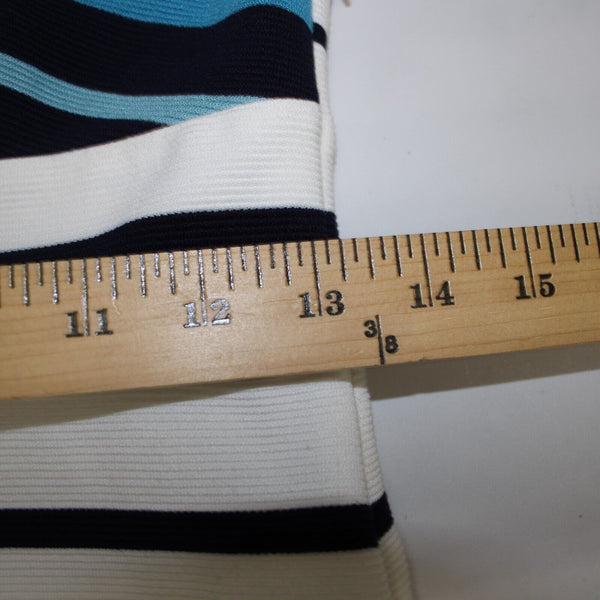 White House Black Market Sz 2 Navy Blue White Striped Lined Poly Rayon Dress